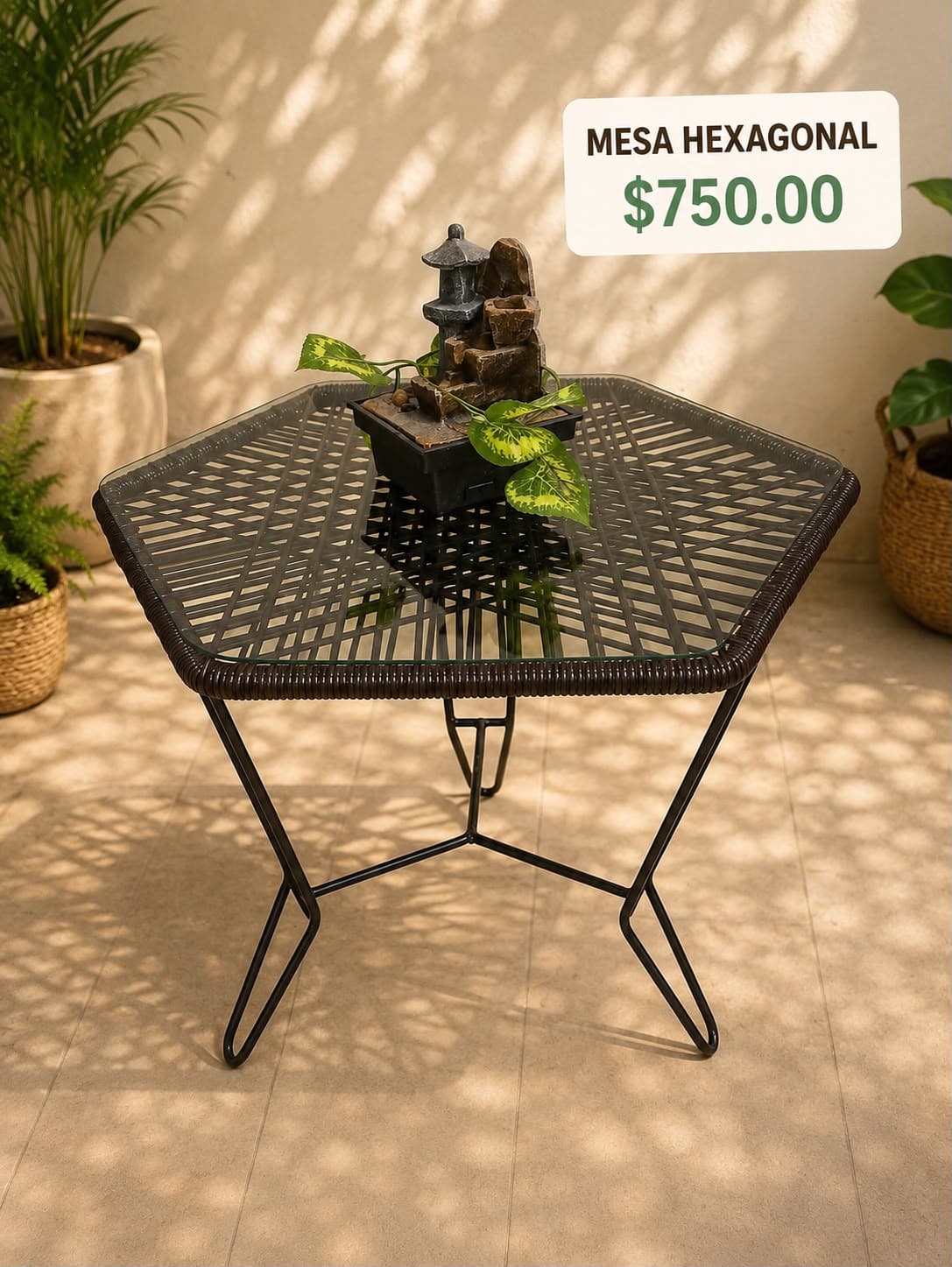 Mesa hexagonal tipo Acapulco