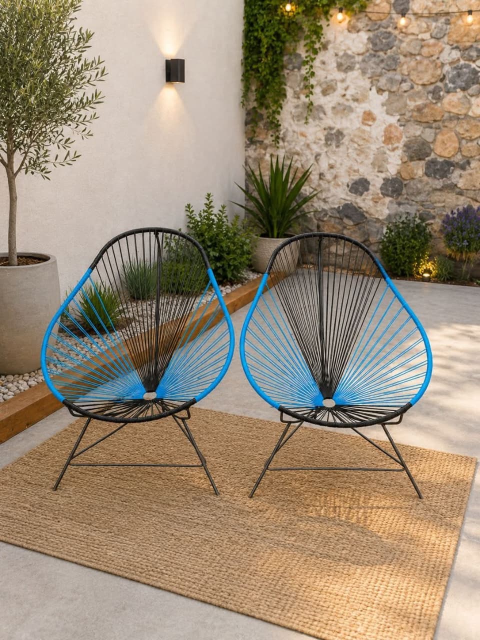 Silla Acapulco bicolor negro y azul turquesa